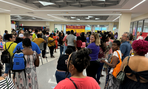 CMS employees gather at the Housing Fair at West Charlotte High School